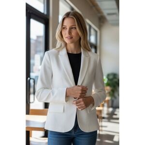 Boden White Single Button Blazer Jacket Women US 14 Tailored Smart Casual